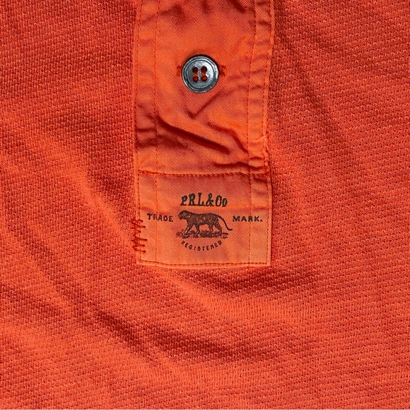 Polo Ralph Lauren Henley Shirt Men's L Orange Long Sleeve Linen Blend - Picture 5 of 8